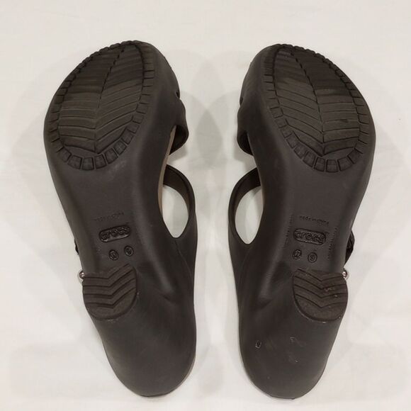 Brown Women's 9 Cyprus IV Crocs Heeled Sandals - Picture 6 of 8
